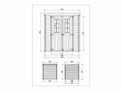 Outlet Timbela Casa de almacenamiento jardín con suelo tratado - 204x204x200 cm/3.53 m² - M309C+M309G Color natural claro