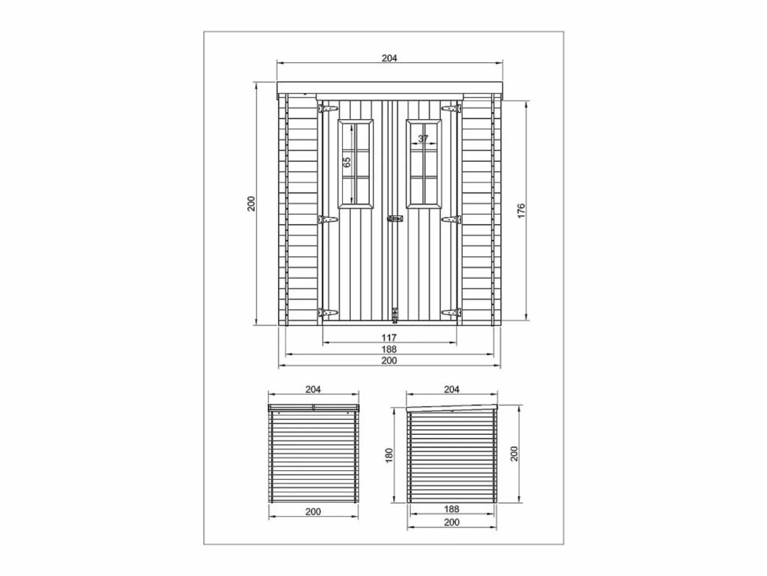 Outlet Timbela Casa de almacenamiento jardín con suelo tratado - 204x204x200 cm/3.53 m² - M309C+M309G Color natural claro