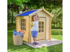 Timbela Casa de madera para niños (tetto-colore azul) - 111x113xA121 cm - M570M-1