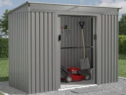 EXPERTLAND Caseta de jardín de acero galvanizado con claraboyas transparentes FOLCO - 3,24 m² Gris