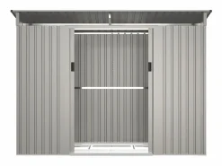 EXPERTLAND Caseta de jardín de acero galvanizado con claraboyas transparentes FOLCO - 3,24 m² Gris
