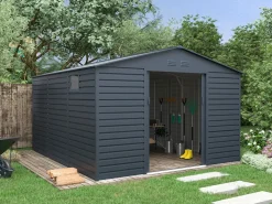 Best EXPERTLAND Caseta de jardín de acero galvanizado antracita 13,12 m² ADELMO Gris antracita