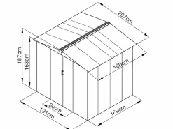 EXPERTLAND Caseta de jardín de 3,73m² de acero galvanizado gris - LINUS