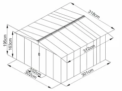 Caseta de jardín de 9,92m² de acero galvanizado gris - LINUS Caseta De Jardín