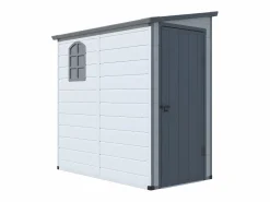 EXPERTLAND Caseta de jardín de resina gris - superficie 2.12m² - ALBERTO