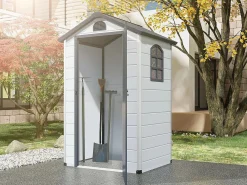EXPERTLAND Caseta de jardín de resina gris - superficie 1.39m² - CESIO