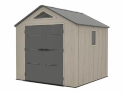 New Caseta de jardín de resina beige y gris 6,15 m² con suelo - grosor 22 mm - ANTEVA Caseta De Jardín