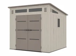 EXPERTLAND Caseta de jardín de resina con tejado inclinado beige y marrón 6,5 m² con suelo - grosor 22 mm - ANTEVA Marru00f3n / Beige