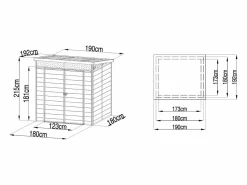 Outlet Caseta de jardín de resina gris 3,65m² con suelo, MINARO Caseta De Jardín