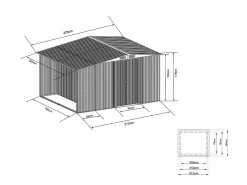 EXPERTLAND Caseta de jardín LERY de 6 m² de acero galvanizado gris Gris antracita