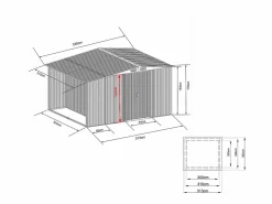 Caseta de jardín LERY de 10,5 m² de acero galvanizado gris Caseta De Jardín