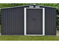 Caseta de jardín LERY de 10,5 m² de acero galvanizado gris Caseta De Jardín