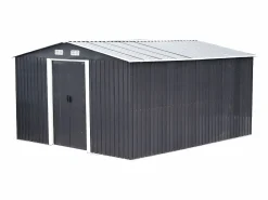 New Caseta de jardín MANSO de 12,5 m² de acero galvanizado Gris Caseta De Jardín