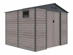 EXPERTLAND Caseta de jardín metal de acero galvanizado efecto madera gris 7,17 m² ADELMO