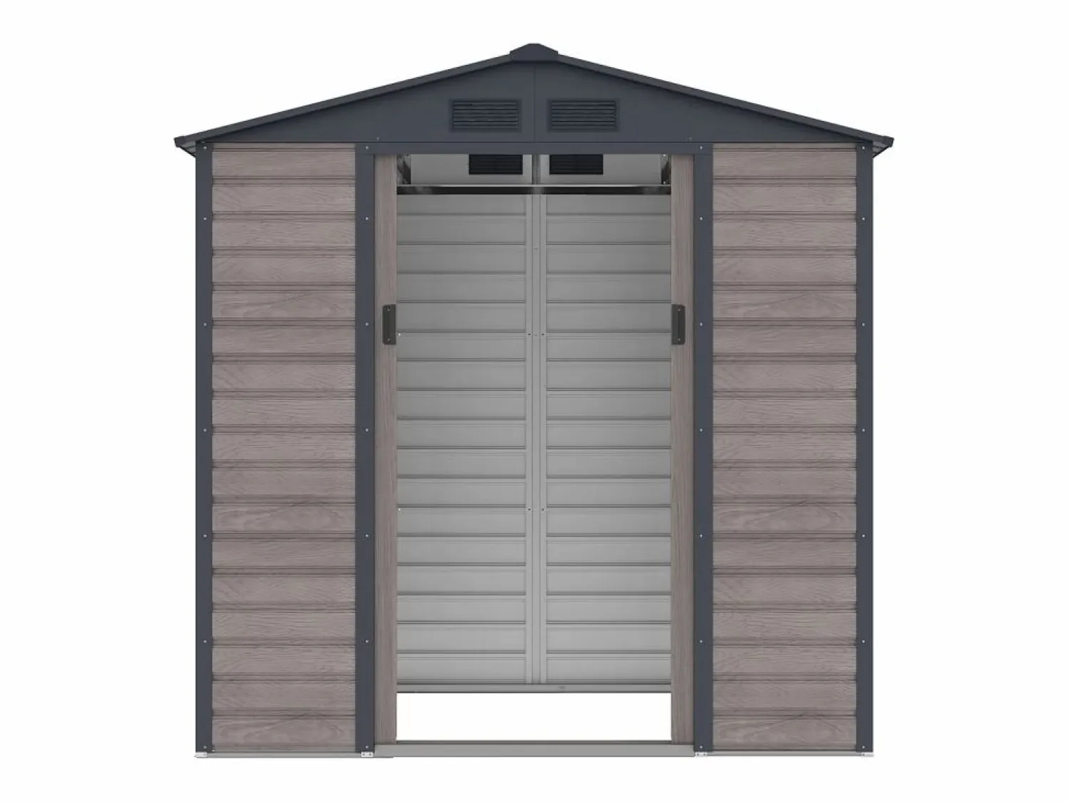 Online Caseta de jardín metal de acero galvanizado efecto madera gris 2,79 m² ADELMO Caseta De Jardín
