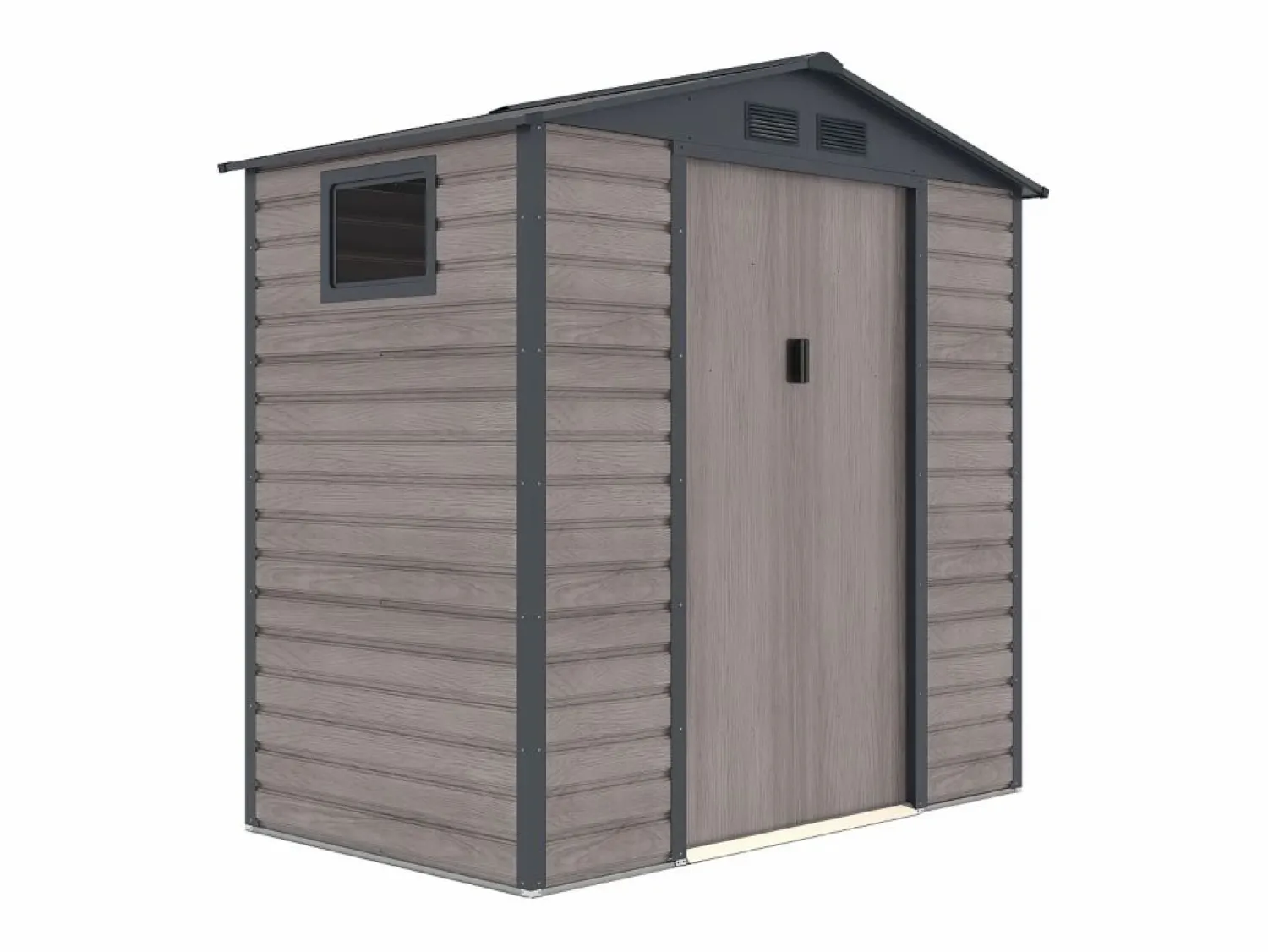 Online Caseta de jardín metal de acero galvanizado efecto madera gris 2,79 m² ADELMO Caseta De Jardín