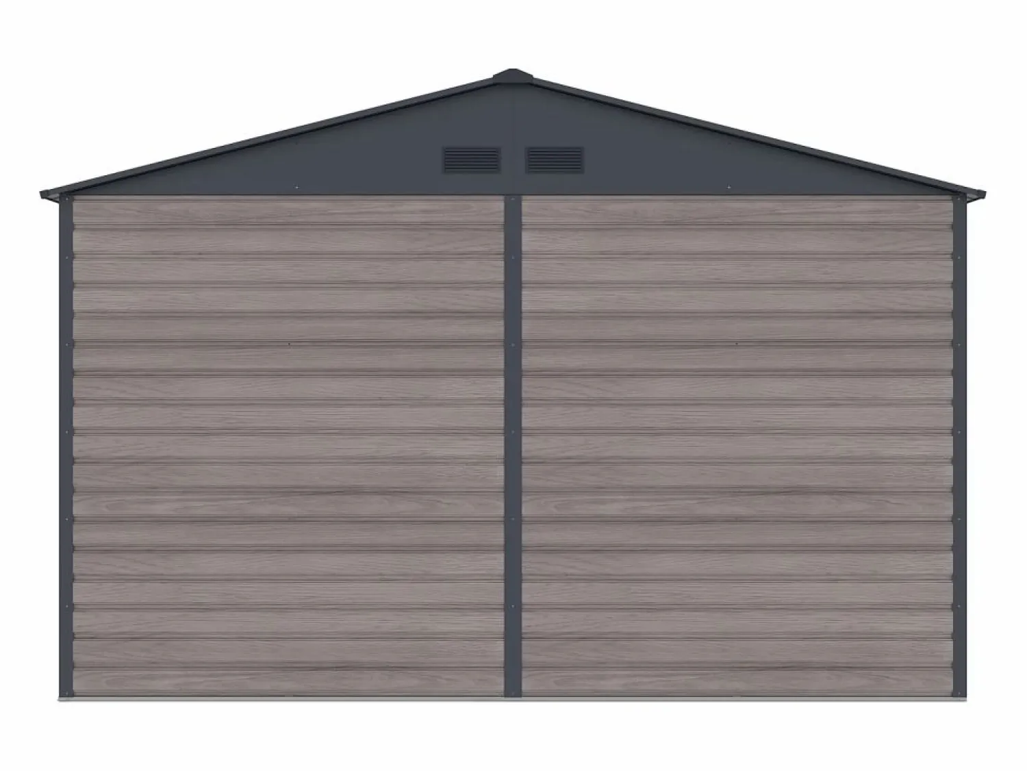 EXPERTLAND Caseta de jardín metal de acero galvanizado efecto madera gris 13,12 m² ADELMO