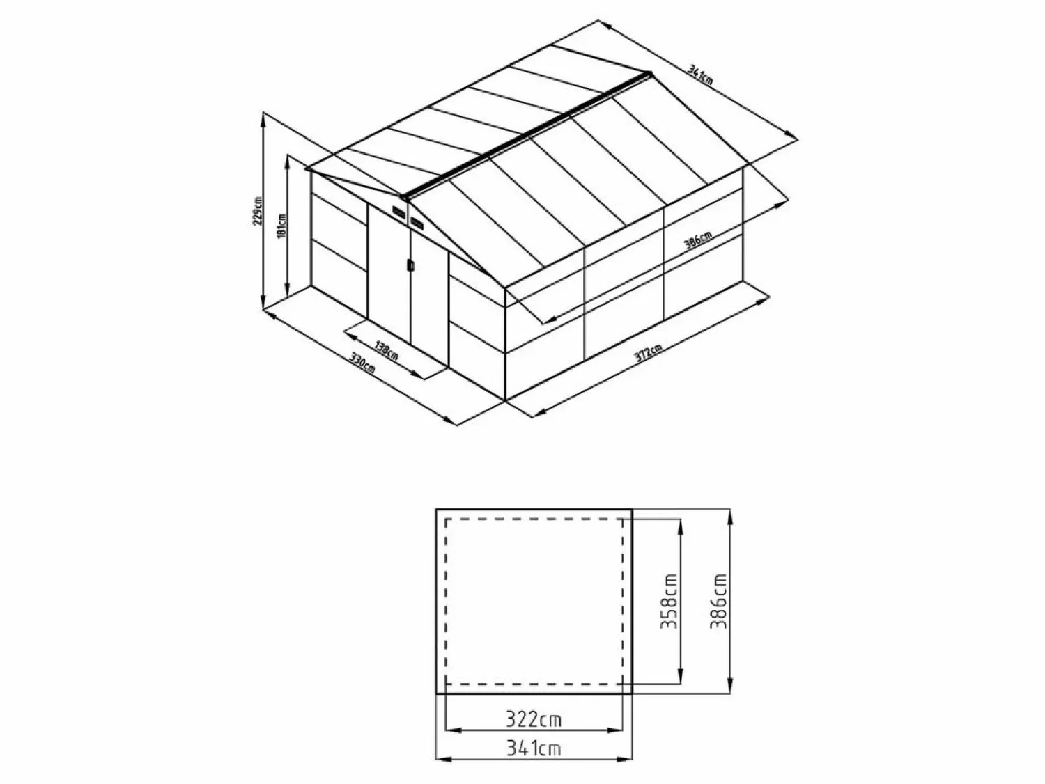 EXPERTLAND Caseta de jardín metal de acero galvanizado efecto madera gris 13,12 m² ADELMO