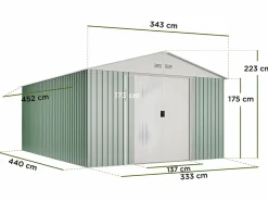 Hoggar Caseta de jardín metálica Anjala 15,5m2- 10 años garantía - 452 x 343 x 223cm. Cobertizo jardin