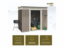 New Hoggar Caseta de jardín metálica Nykop 3,02m2 - 10 años garantía - 142 x 213 x 184 cm. Cobertizo jardin Topo