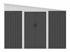 EXPERTLAND Caseta de jardín metálico adosado de acero galvanizado antracita 9,76 m² - DAXTON