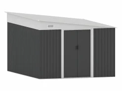 EXPERTLAND Caseta de jardín metálico adosado de acero galvanizado antracita 9,76 m² - DAXTON