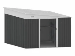 EXPERTLAND Caseta de jardín metálico adosado de acero galvanizado antracita 9,76 m² - DAXTON
