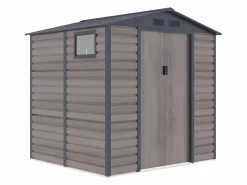 Outlet Caseta jardín acero galvanizado efecto madera - 4,15 m² - ideal para herramientas- ADELMO Caseta De Jardín