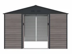 New Caseta jardín acero galvanizado efecto madera - 10,98m² - ideal para herramientas- ADELMO Caseta De Jardín