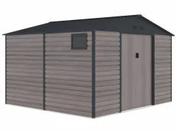 New Caseta jardín acero galvanizado efecto madera - 10,98m² - ideal para herramientas- ADELMO Caseta De Jardín