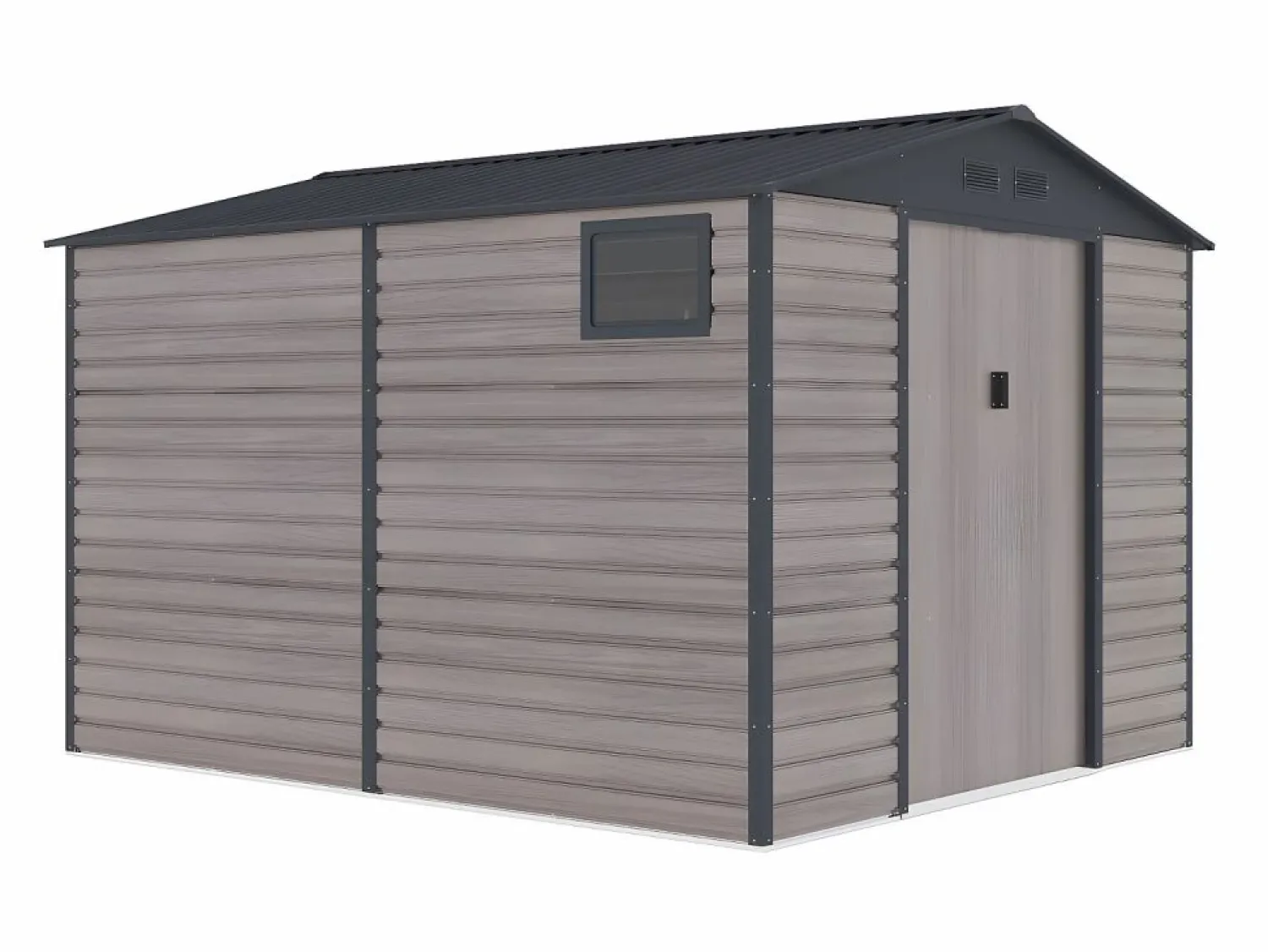 Hot Caseta jardín acero galvanizado efecto madera - 8,94 m² - ideal para herramientas- ADELMO Caseta De Jardín
