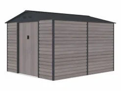 Hot Caseta jardín acero galvanizado efecto madera - 8,94 m² - ideal para herramientas- ADELMO Caseta De Jardín