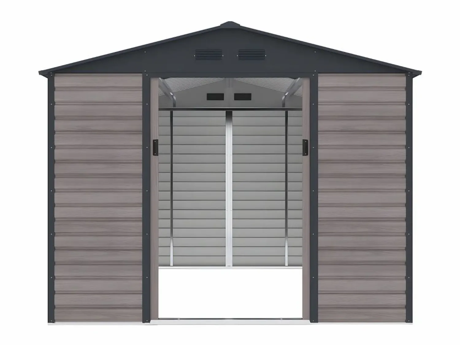 Hot Caseta jardín acero galvanizado efecto madera - 8,94 m² - ideal para herramientas- ADELMO Caseta De Jardín