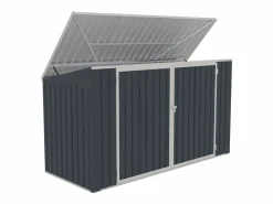 Online EXPERTLAND Caseta para 3 cubos de basura de acero galvanizado antracita, Ancho 237 x Prof. 101 x Alt. 131 cm, ILARIO Gris antracita