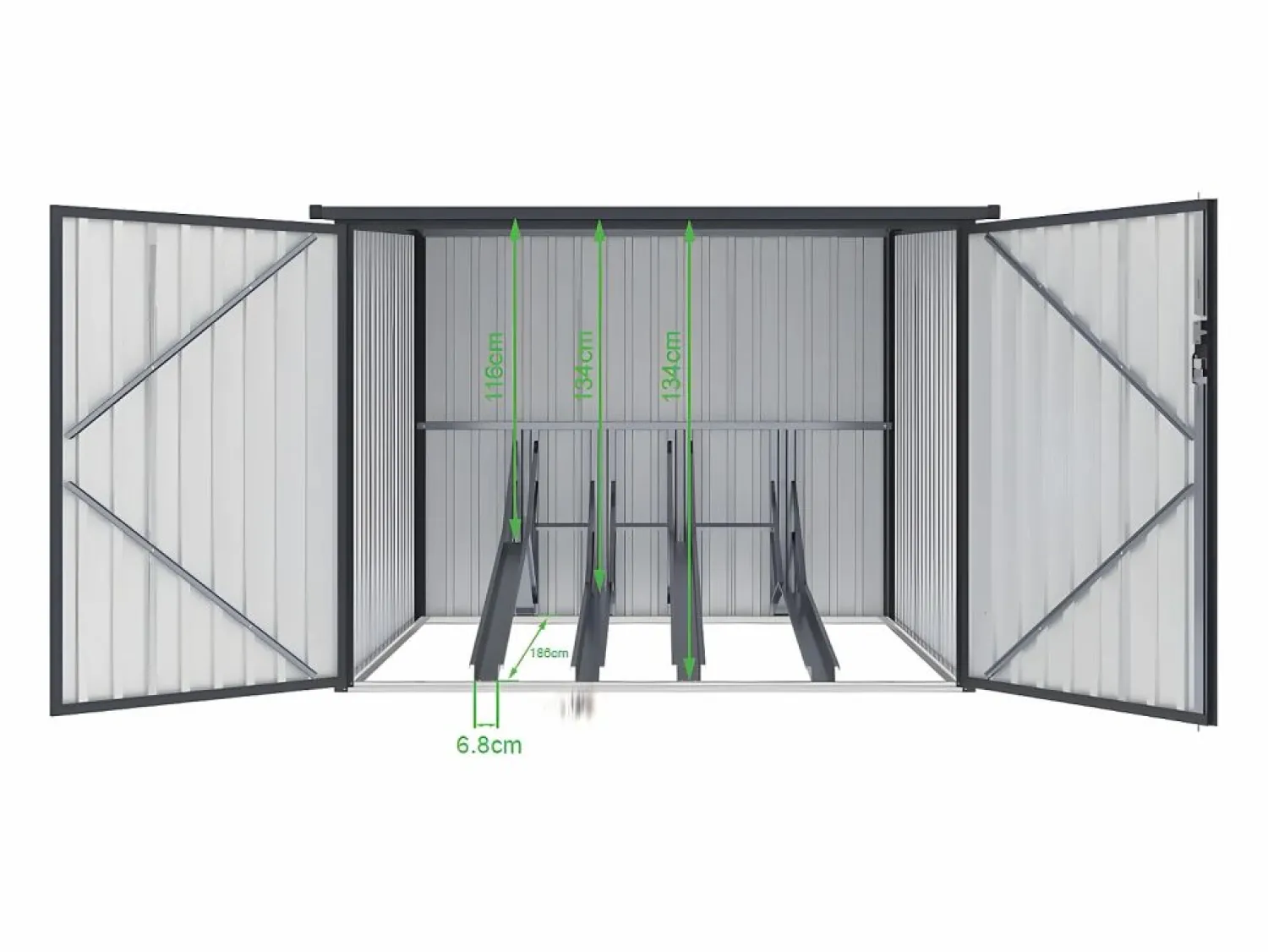 Sale EXPERTLAND Caseta para bicicletas de acero galvanizado 4 m² para 4 bicicletas NIKI Gris antracita