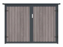 Outlet EXPERTLAND Caseta para bicicletas metal de acero galvanizado efecto madera 4 m² para 4 bicicletas NIKI Color natural oscuro