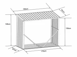New Caseta para leña de acero galvanizado 2,23 m3 Ancho 182 x Prof. 83 x Alt. 148 cm DERWOOD Caseta De Jardín
