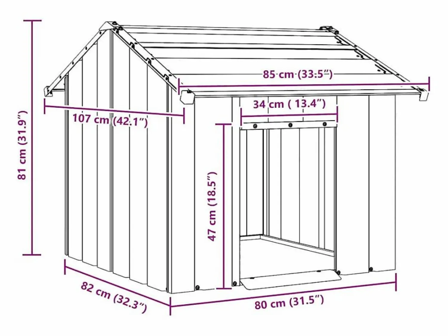 Clicnbuy Caseta para perros con techo acero galvanizado 85x107x81 cm