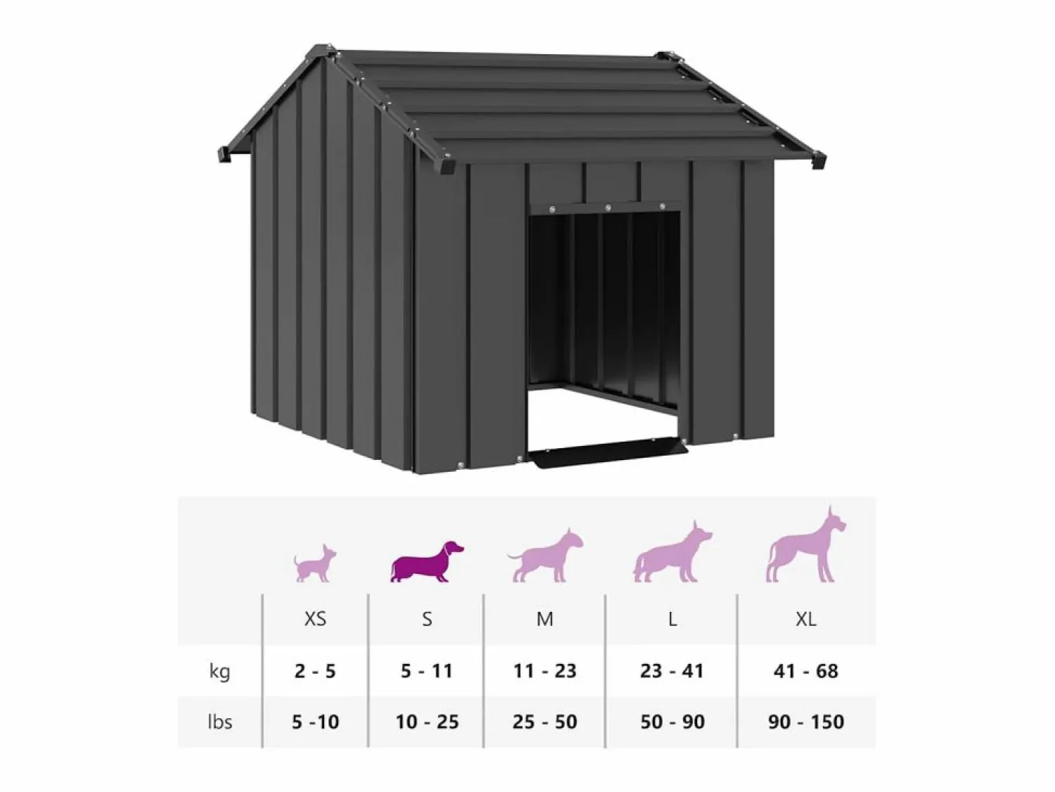 Clicnbuy Caseta para perros con techo acero galvanizado 85x107x81 cm