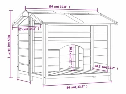 Caseta para perros madera maciza de pino marrón 96x87x80,5 cm Seguridad Para Mascotas