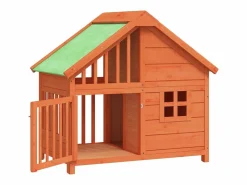 Clearance Clicnbuy Caseta para perros madera maciza de pino marrón 96x60,5x87 cm Marru00f3n