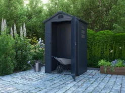 Discount Casetas de jardín de resina antracita - 1,39 m² CESIO Caseta De Jardín