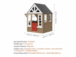 Discount Casita de Juegos Infantil SucceBuy de Madera con Puerta, Ventana y Lavabo