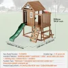 Clearance Casita de Juegos para Niños, SucceBuy - Casa de Juegos de Madera para Exteriores con Tobogán, Escalera y Ventana, Casa de Juegos de Jardín