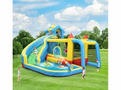 Hot Hauss Spole Castillo hinchable 5 en 1 para niños con tobogán y piscina - Tejido Oxford 364x315x239 cm Azul