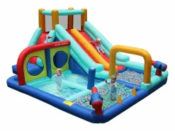 Outlet Merax Castillo inflable con tobogán acuático doble para niños - 365 x 450 x 217 cm - Oxford - con ventilador - Azul
