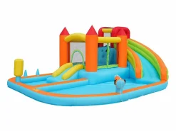 Hot DripeX Castillo inflable con ventilador, piscina, tobogán, pistola de agua - de 3 a 8 años - carga máxima de 180 kg - 460x343x190cm Naranja