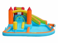 Hot DripeX Castillo inflable con ventilador, piscina, tobogán, pistola de agua - de 3 a 8 años - carga máxima de 180 kg - 460x343x190cm Naranja