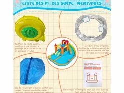 Hot DripeX Castillo inflable con ventilador, piscina, tobogán, pistola de agua - de 3 a 8 años - carga máxima de 180 kg - 460x343x190cm Naranja