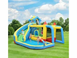 DripeX Castillo inflable para niños de 3 a 10 años, con soplador - carga máxima de 135 kg - 364x315x239cm Azul
